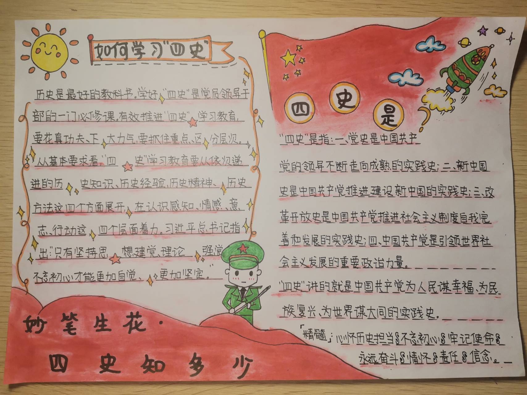 开展学党史系列活动之"妙笔生花·四史知多少"手抄报征集暨展示活动